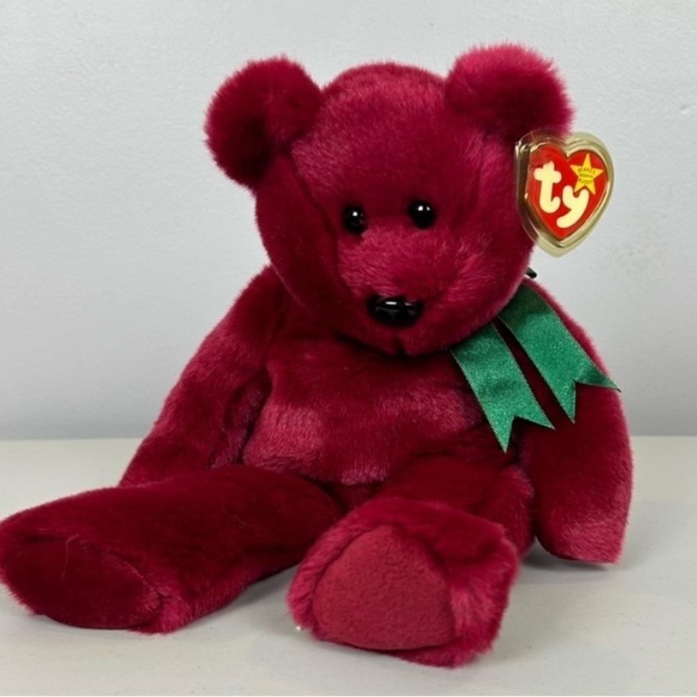 TY Beanie Buddies Collection Vintage Teddy Cranberry Bear 1998 (Large)